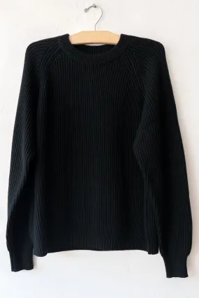 6397 Black Raglan Crew Sweater