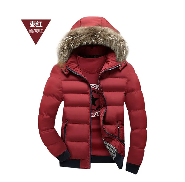 Ashore Shop Winter Mens Jacket with Faux Fur Collar Casual Patchwork Cotton Padded Hooded Parkas Coat men jackets brand clothing M-4XL