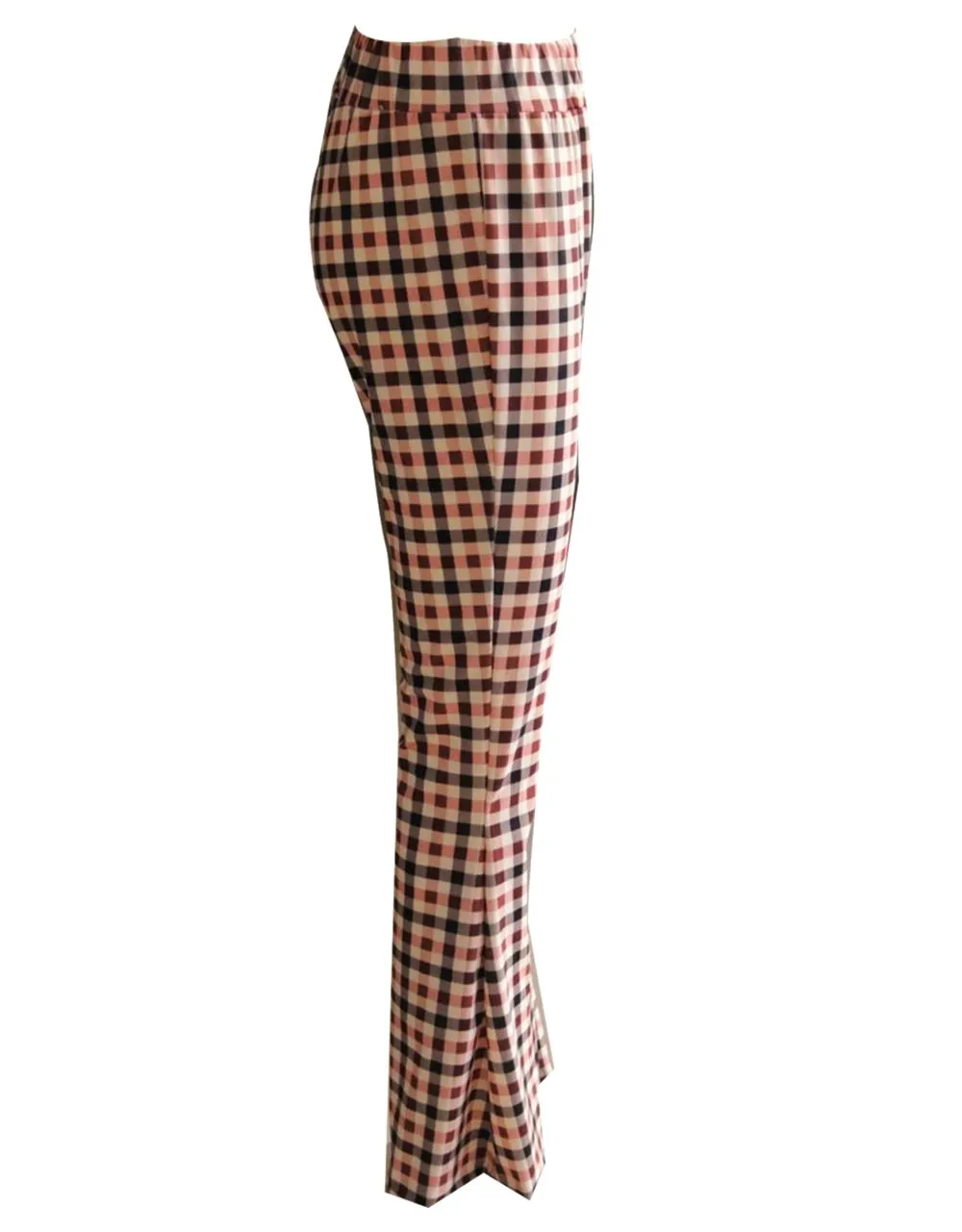 Autumn And Winter Lattice Leisure Micro Bell-bottom Trousers