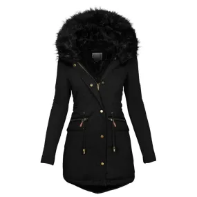 Autumn Winter Women Cotton Jacket Padded Casual Slim Coat Parkas Faux Fur Hooded Coat women Wadded Warm Overcoat Fashion Parkas