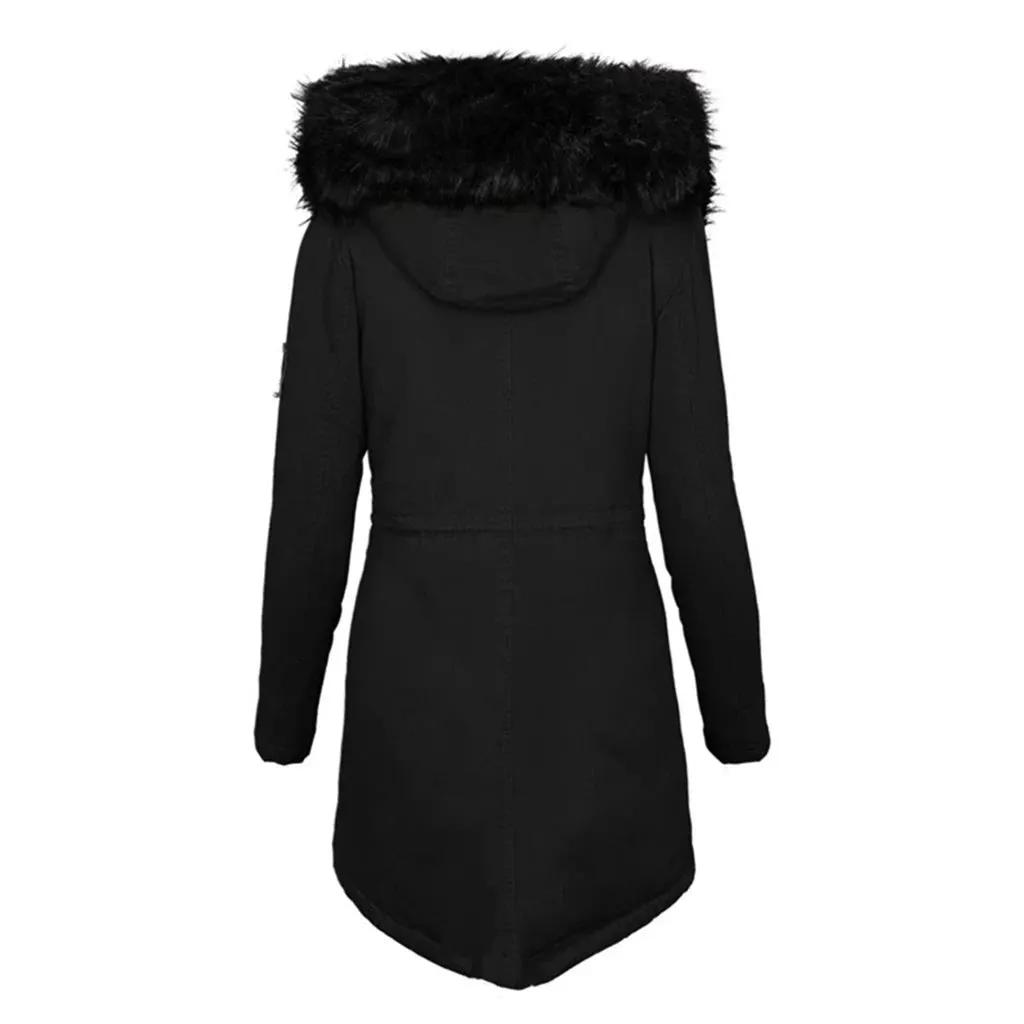 Autumn Winter Women Cotton Jacket Padded Casual Slim Coat Parkas Faux Fur Hooded Coat women Wadded Warm Overcoat Fashion Parkas