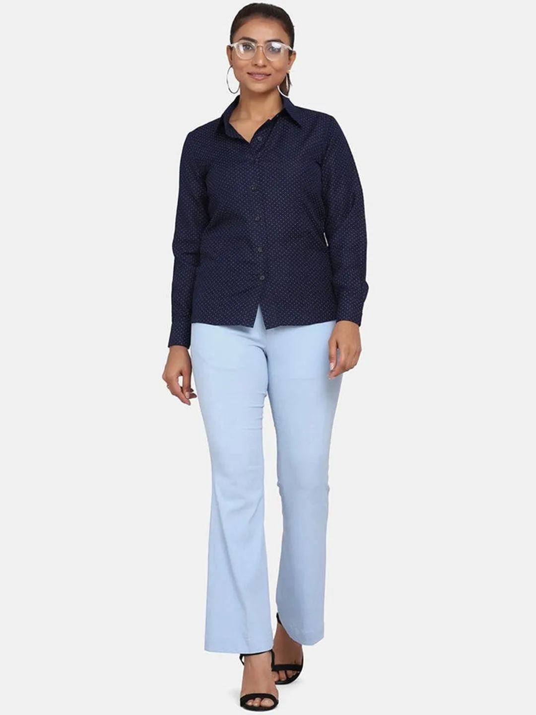 Bell Bottom Stretch Trousers For Women - Sky Blue