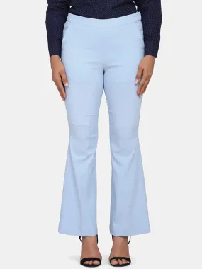 Bell Bottom Stretch Trousers For Women - Sky Blue