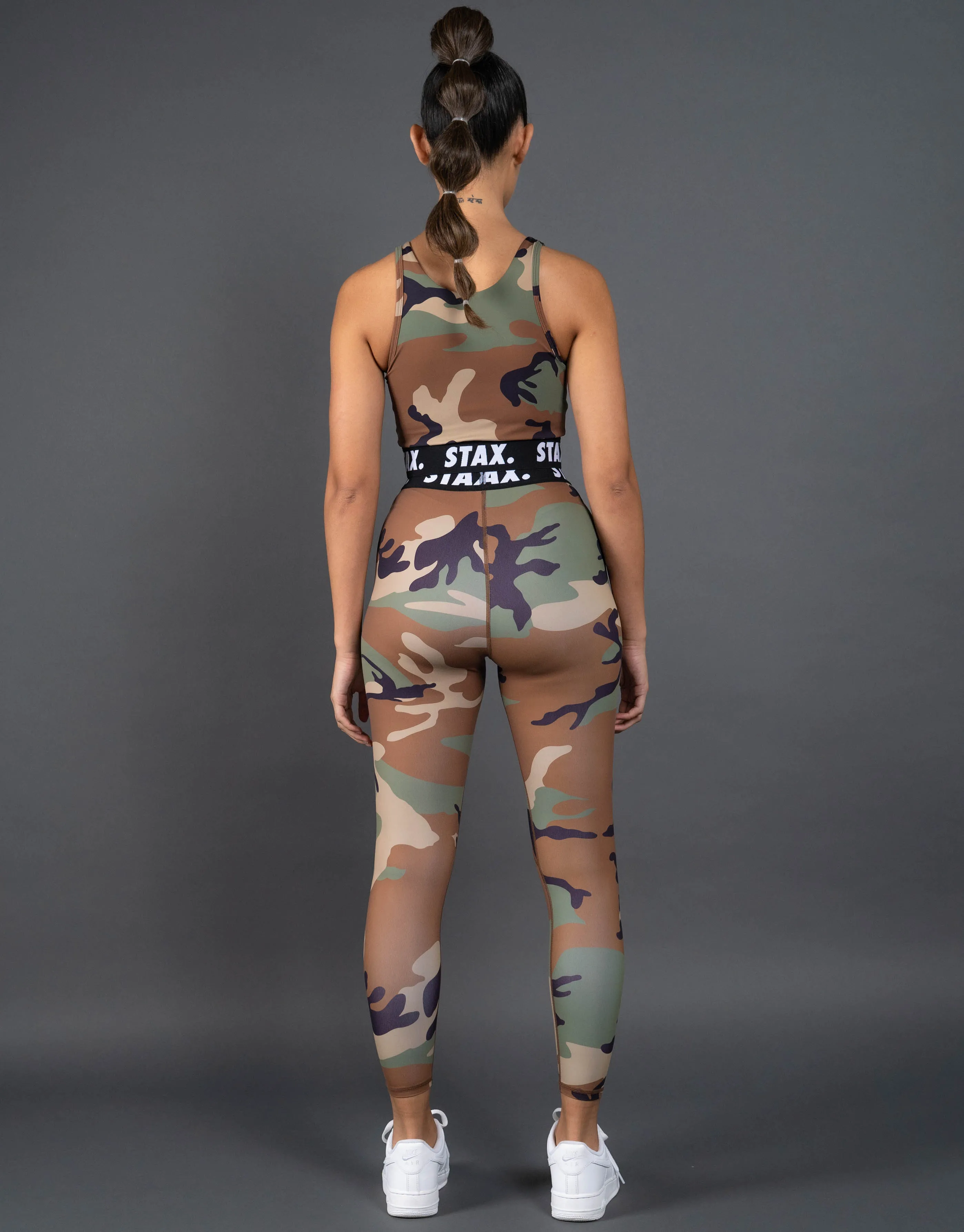 Camo WB Square Neck Crop - Black