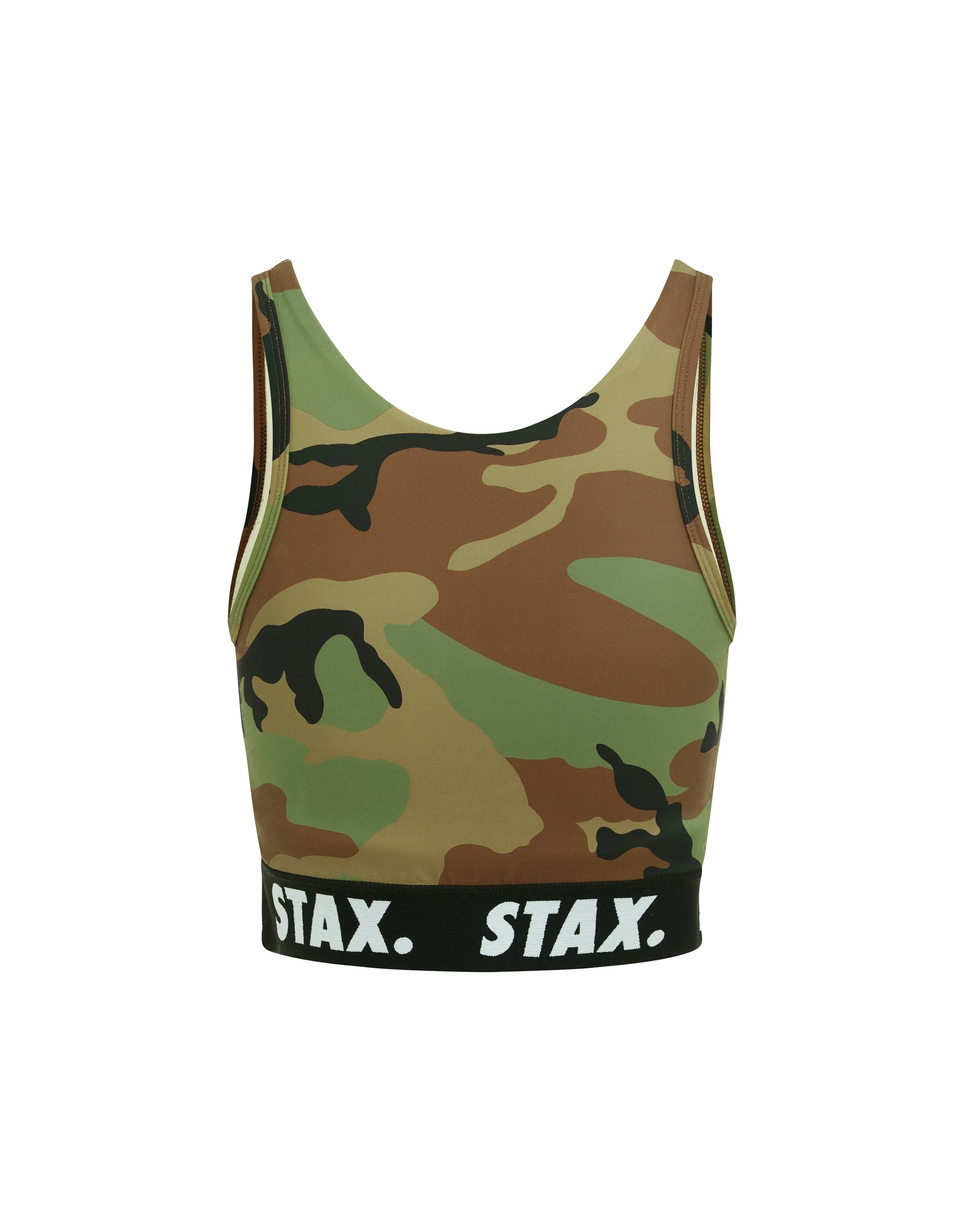 Camo WB Square Neck Crop - Black