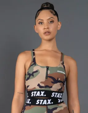 Camo WB Square Neck Crop - Black