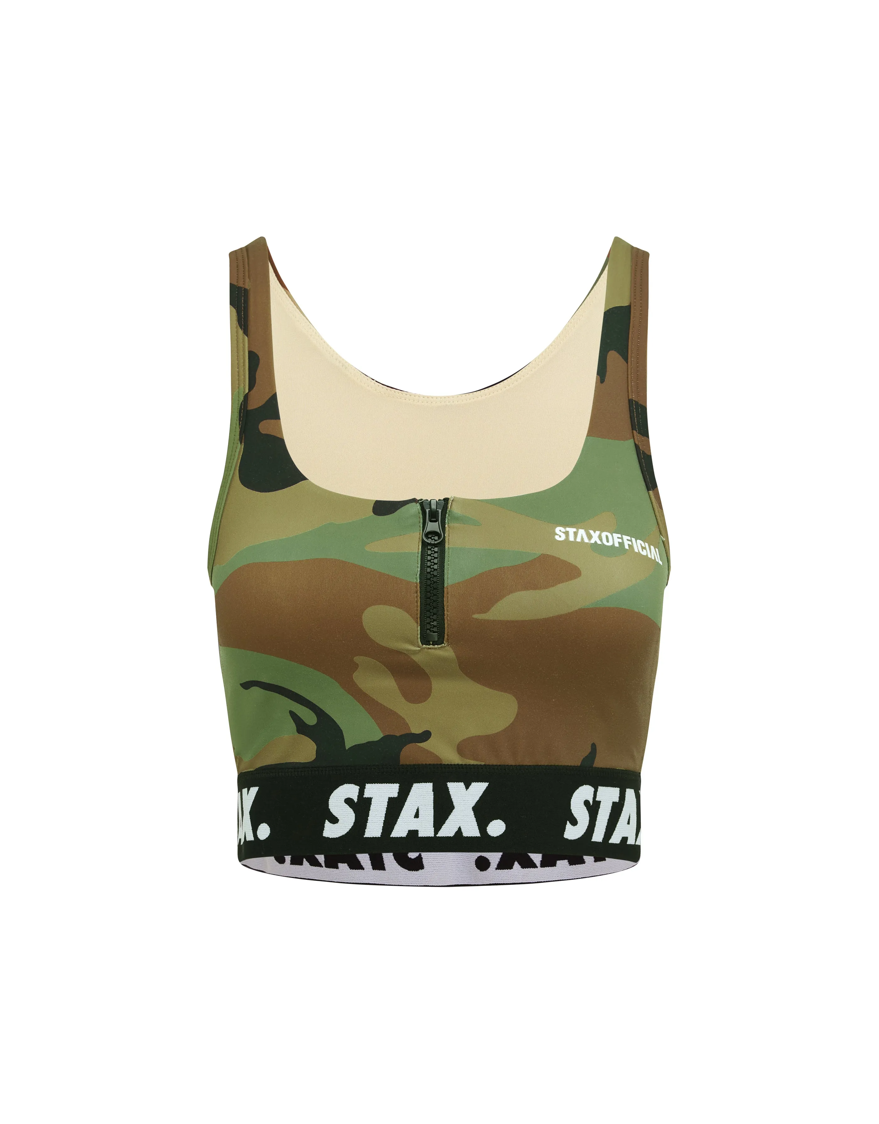 Camo WB Square Neck Crop - Black