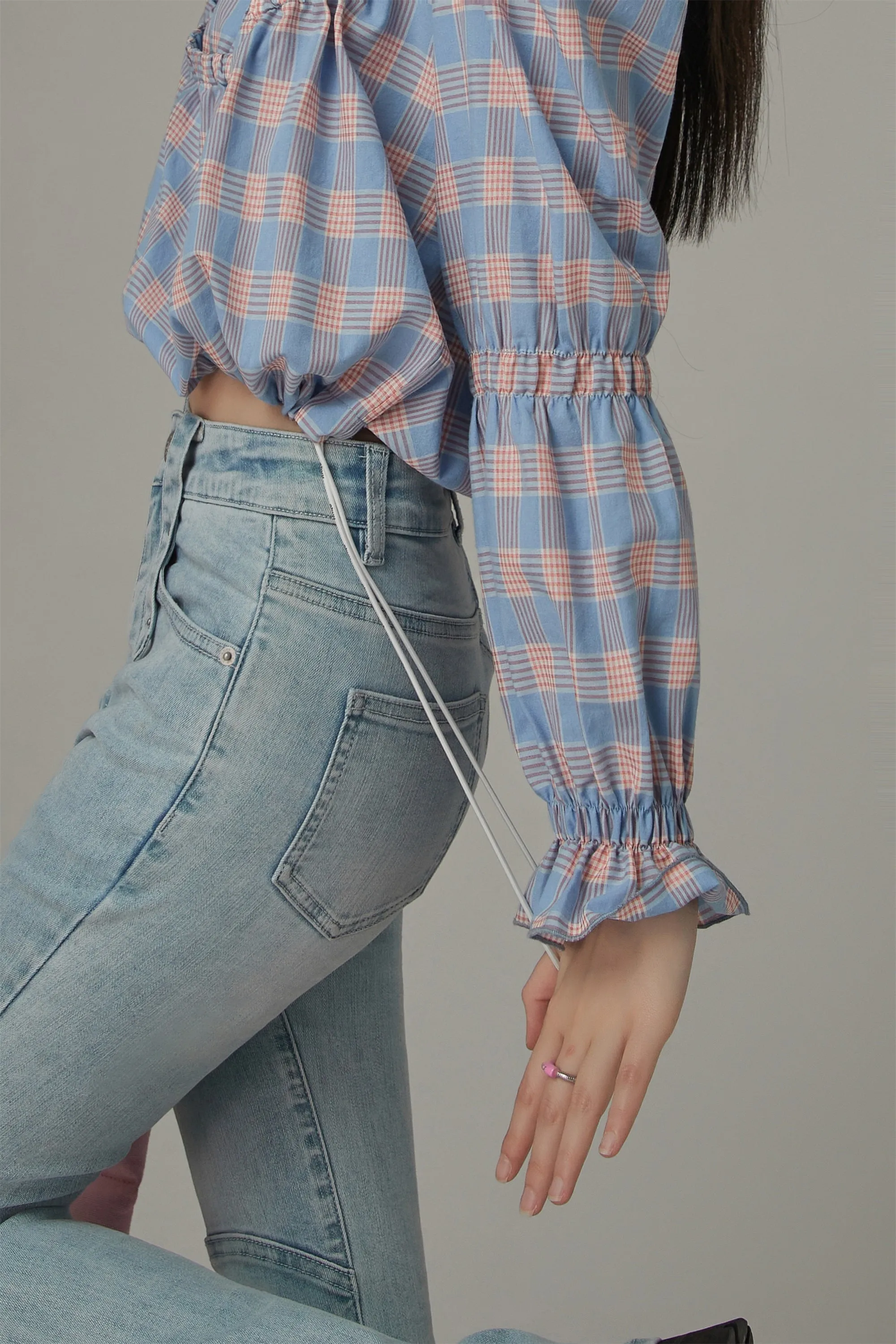 Check Layered Halterneck Blouse