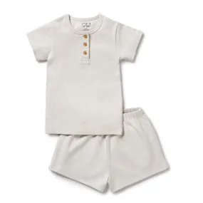 Clay Organic Stripe Rib Short Sleeve Pyjamas