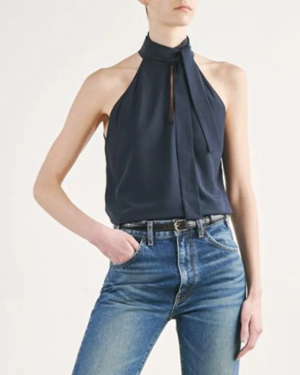 Dark Navy Zelie Halterneck Top