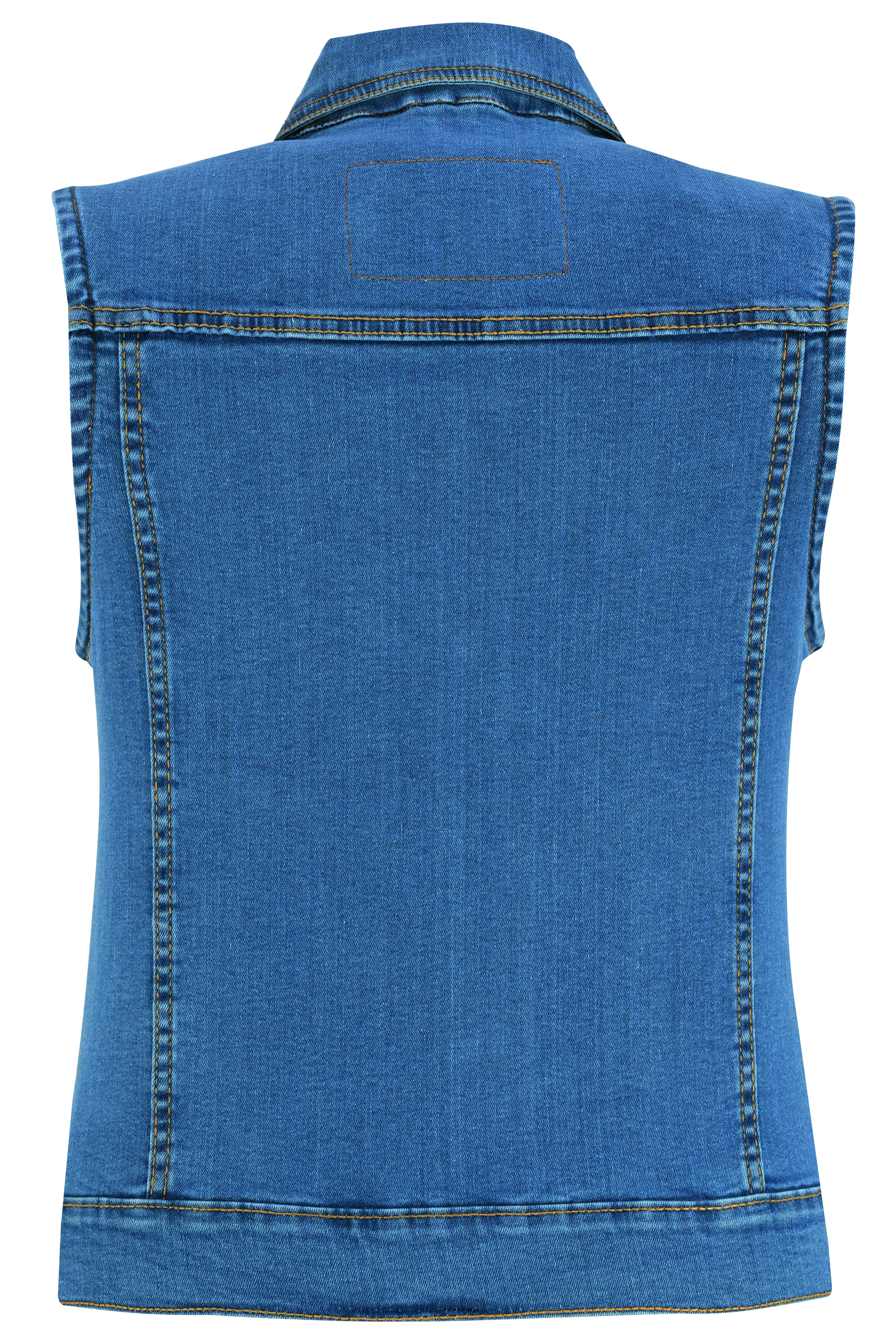 DM943 Women's Blue Denim Snap Front Vest