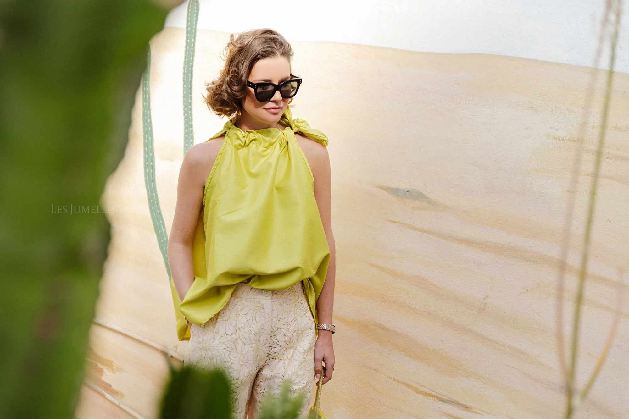 Ella halterneck top lime