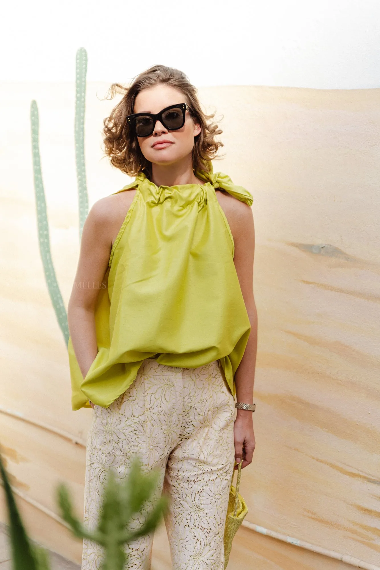 Ella halterneck top lime