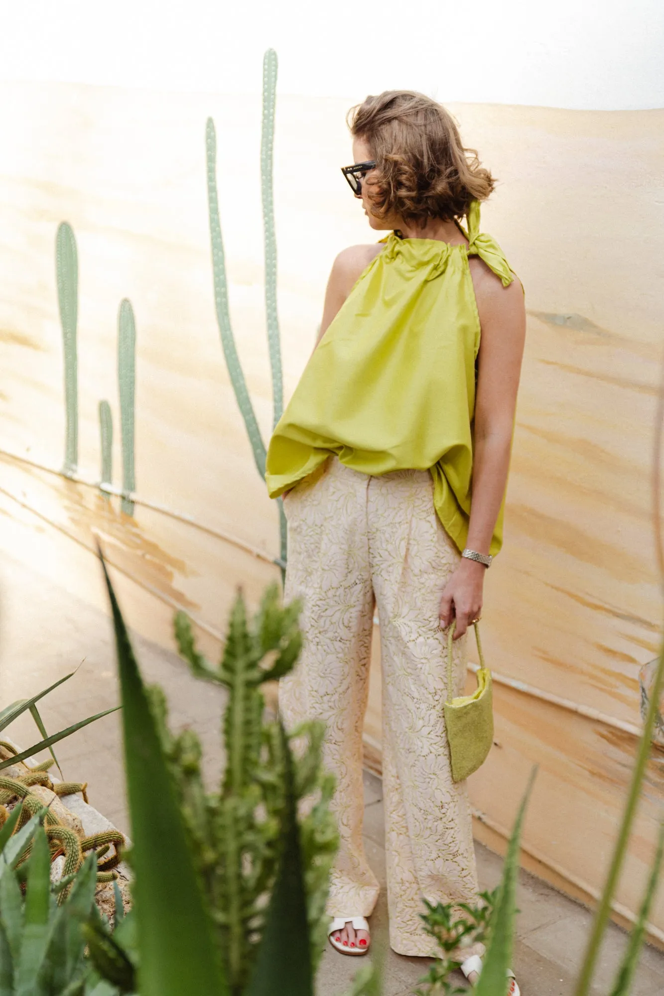 Ella halterneck top lime