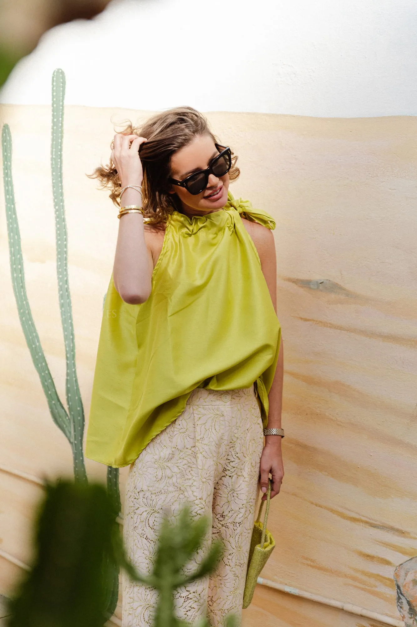 Ella halterneck top lime