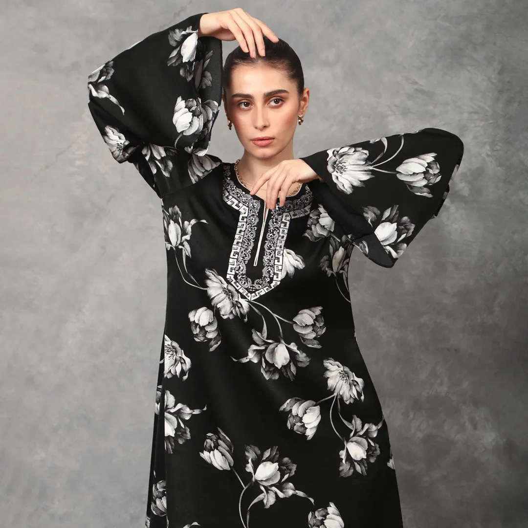 Embroidered Floral Printed Kurta