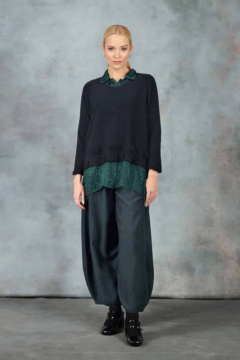 Emerald Devoré Feather Silk Shirt