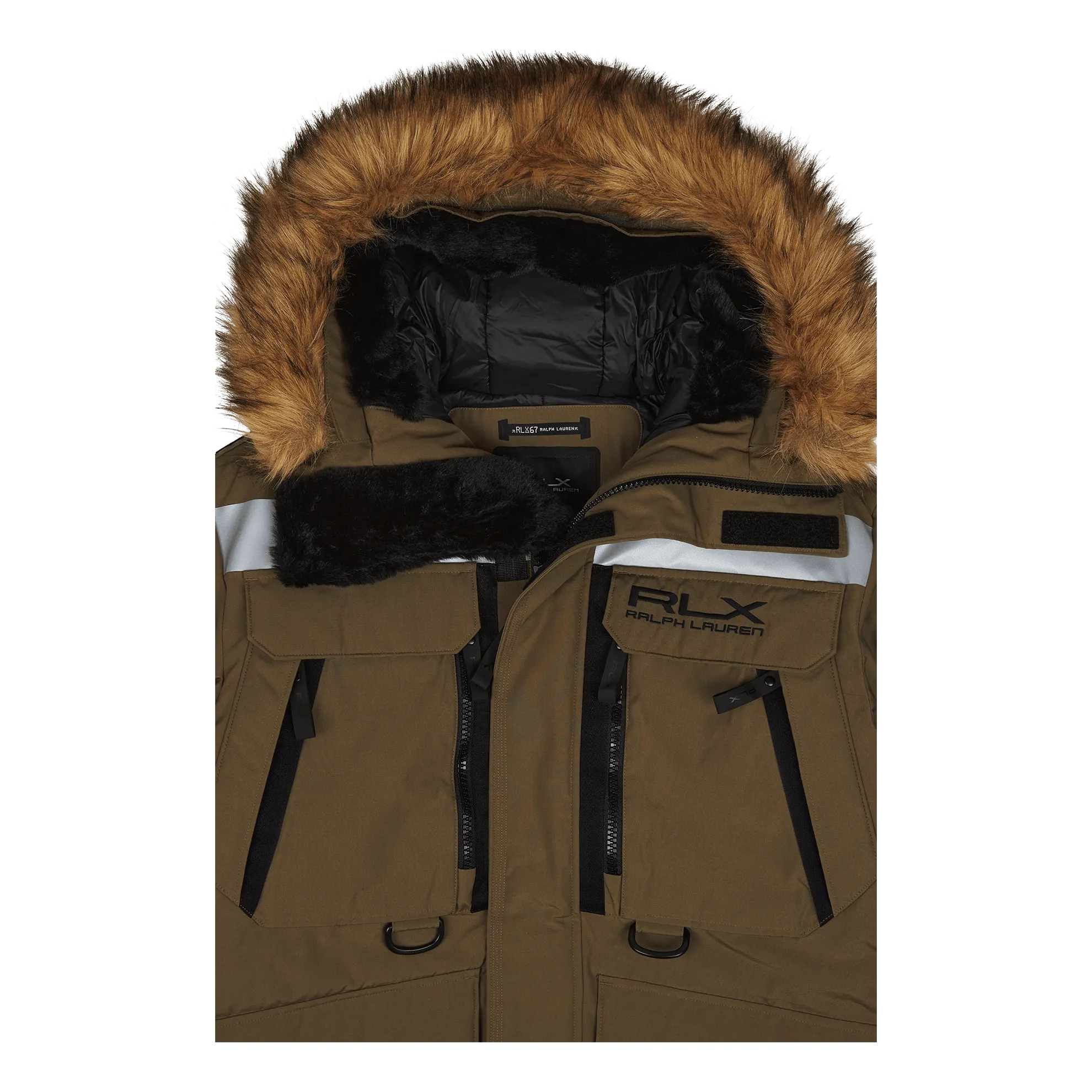 Faux-Fur-Trim Water-Repellent Parka Fall Sage