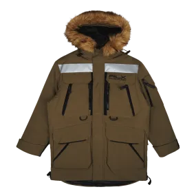 Faux-Fur-Trim Water-Repellent Parka Fall Sage