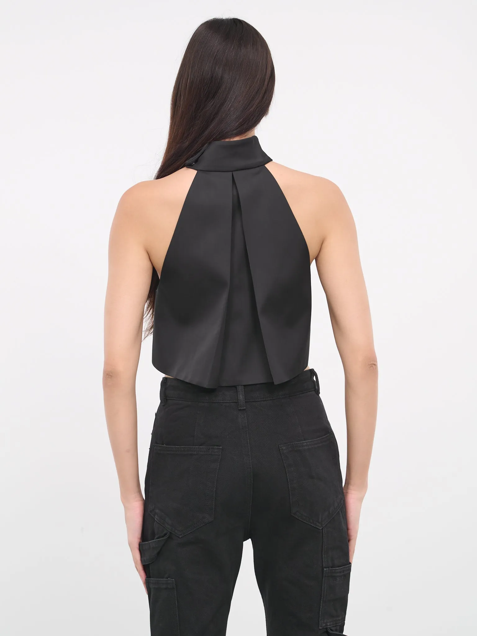 Halterneck Crop Blouse (BL0-24-175-W-BLACK)