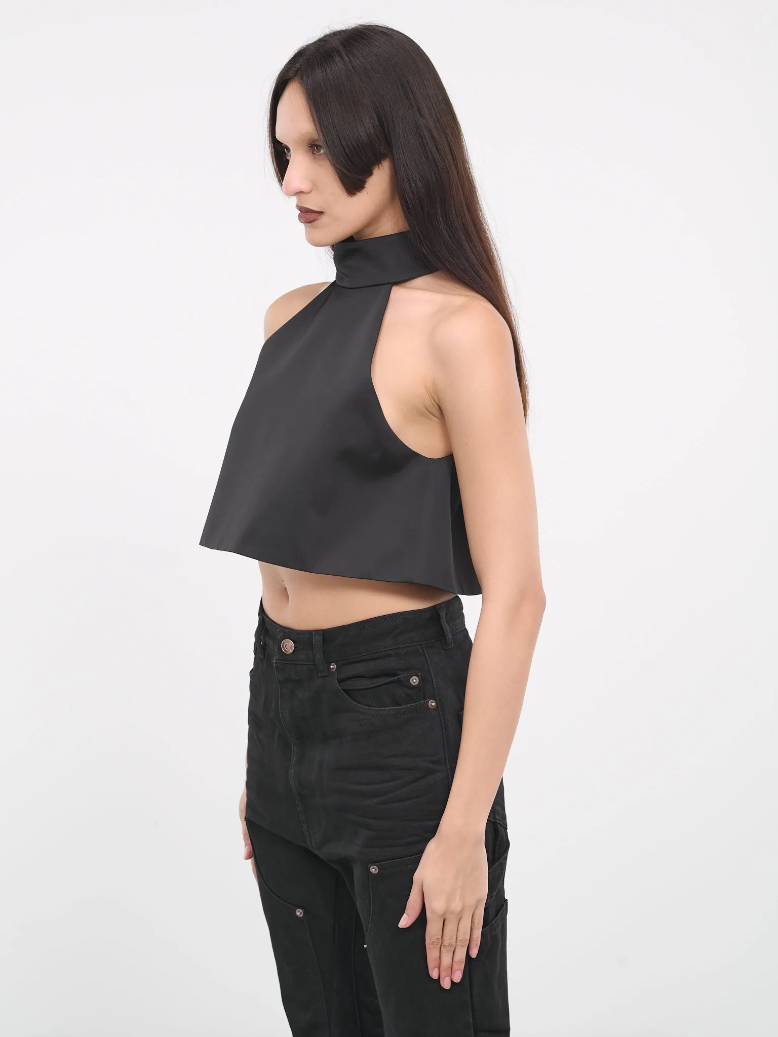 Halterneck Crop Blouse (BL0-24-175-W-BLACK)