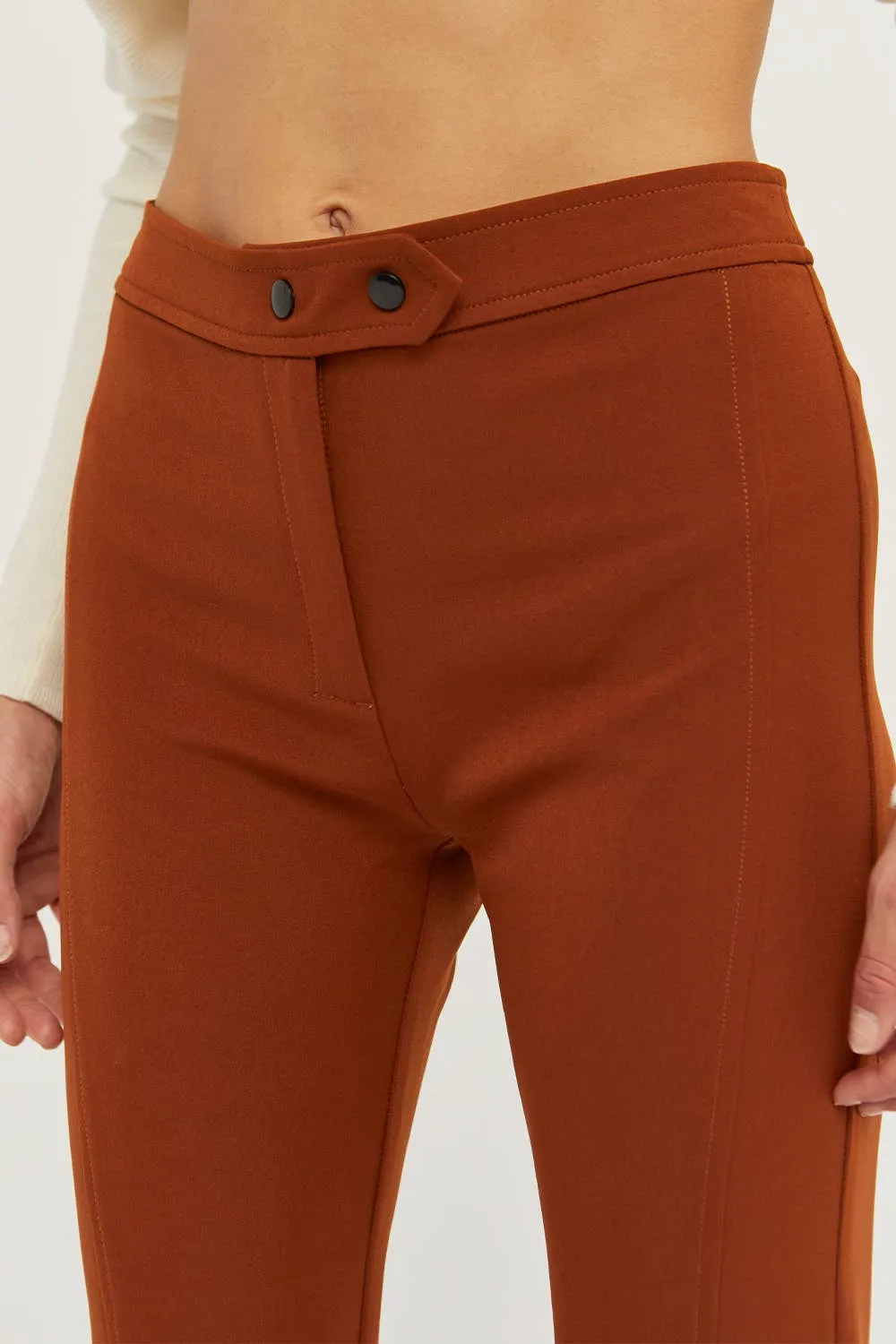 Head Turned Front Slit Trousers in Rust