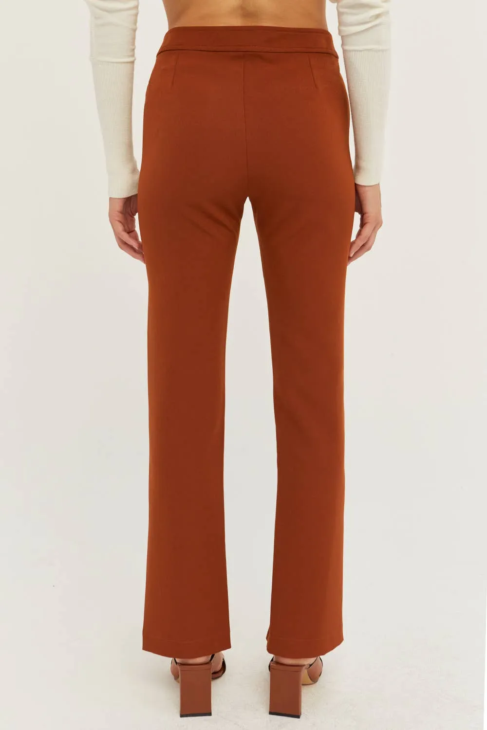 Head Turned Front Slit Trousers in Rust