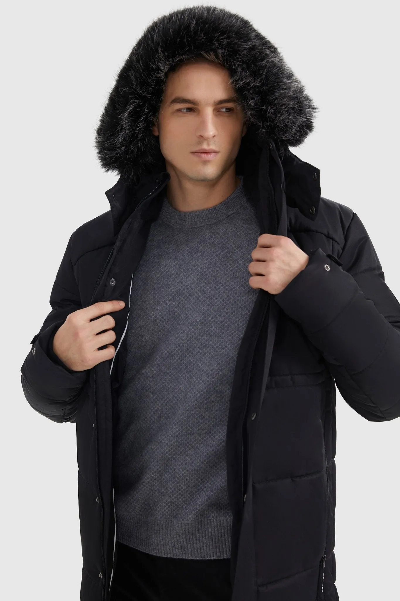 Hooded Mountain Parka with Faux Fur