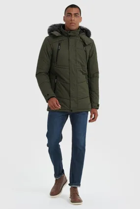 Hooded Mountain Parka with Faux Fur