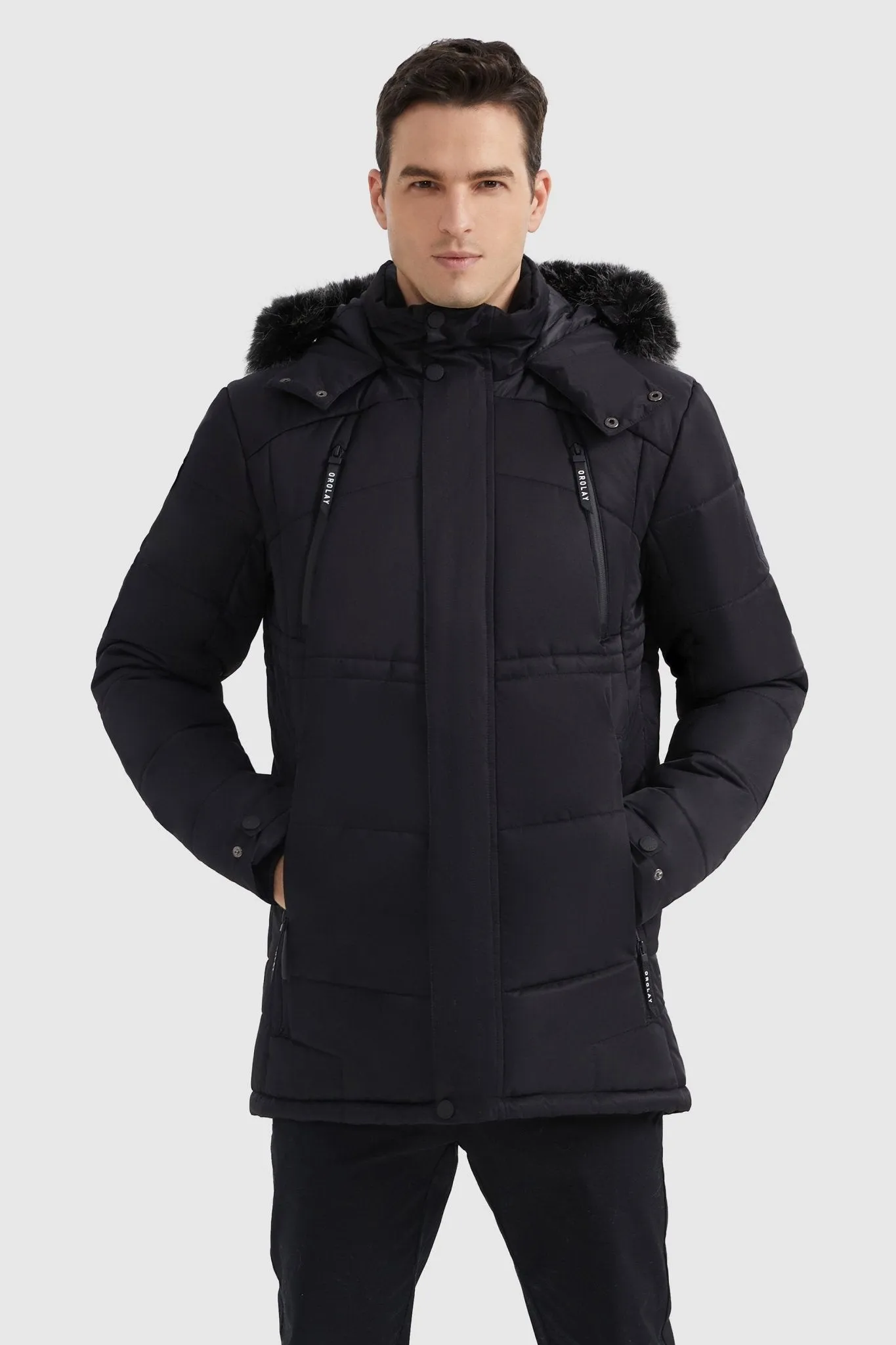 Hooded Mountain Parka with Faux Fur