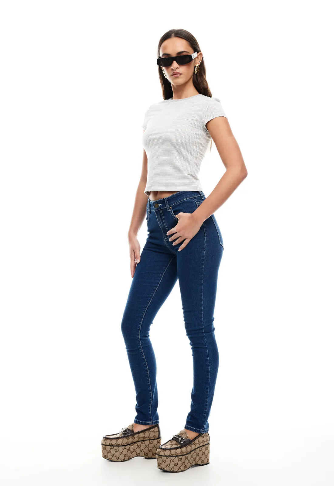 IN BLOOM SKINNY JEAN - BLUE DENIM