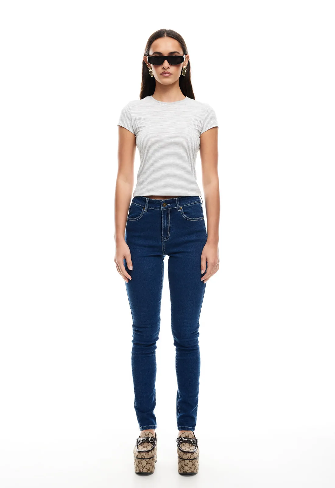 IN BLOOM SKINNY JEAN - BLUE DENIM