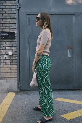 jeans - wave print - green