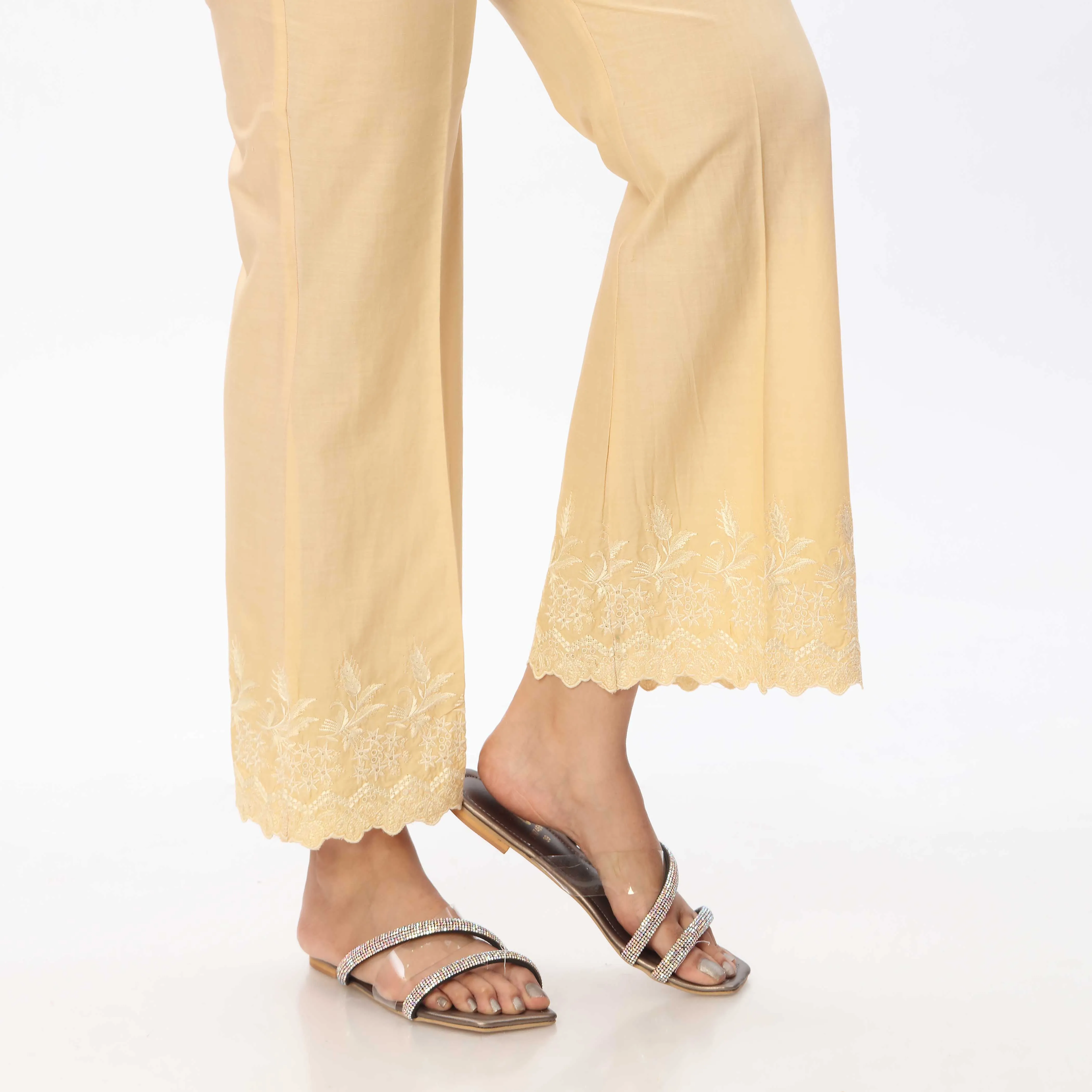 Khaki Embellished Bell Bottom PS3533