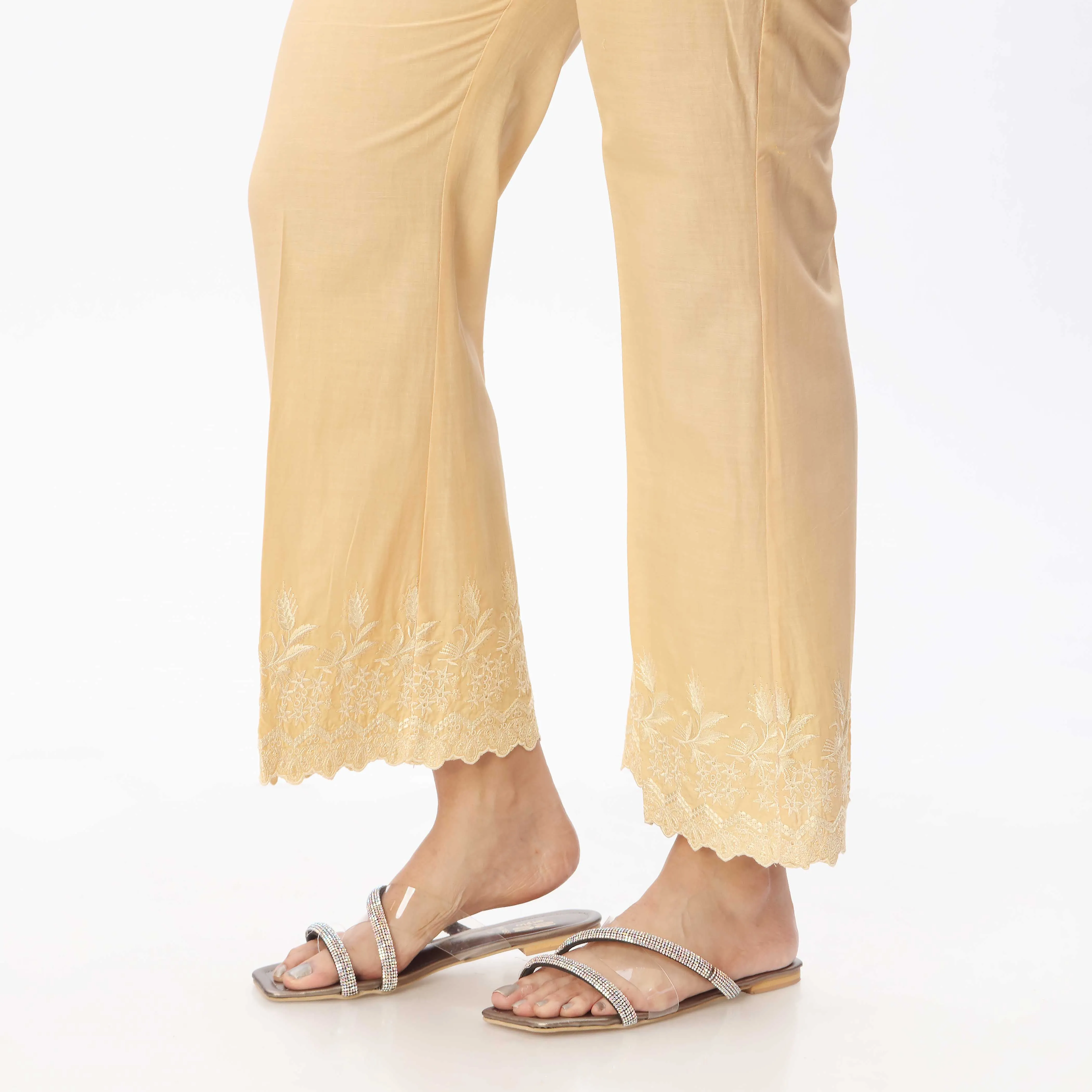 Khaki Embellished Bell Bottom PS3533