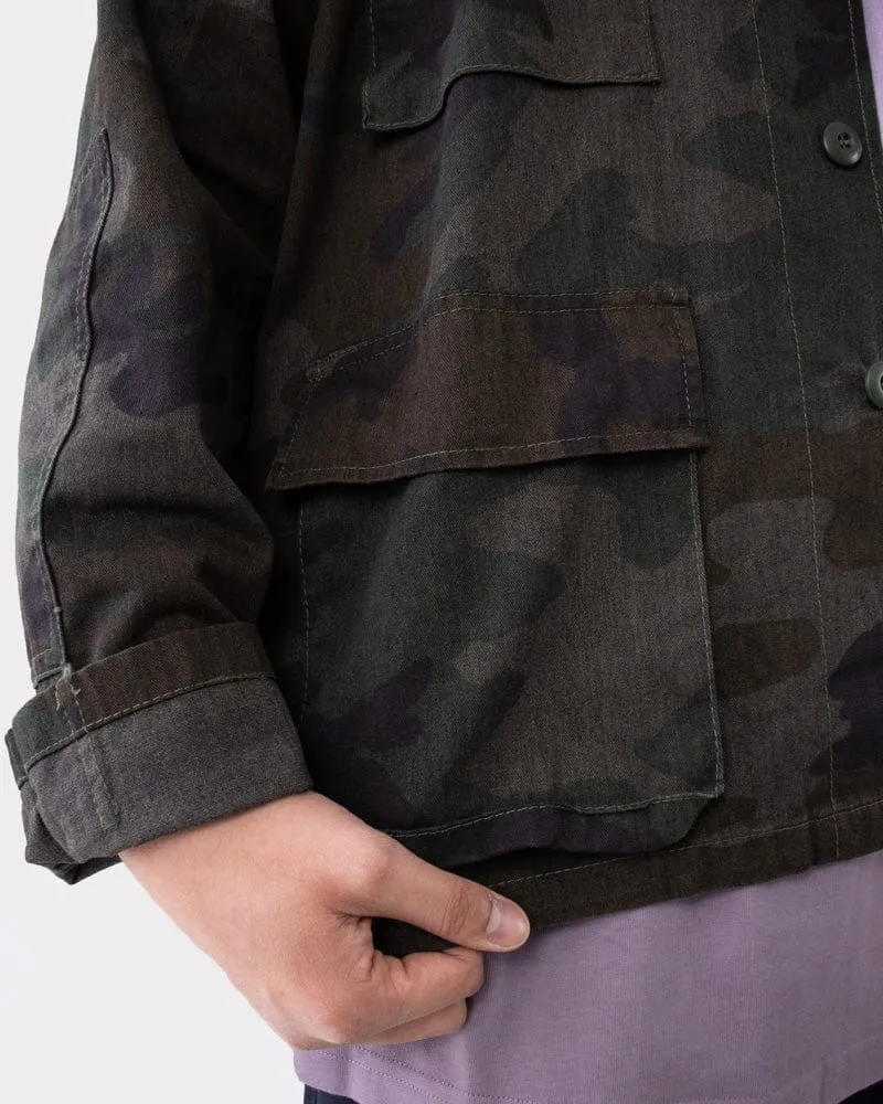 Kiriko Custom, Printed Military Jacket, Ainu, Camo, Khaki