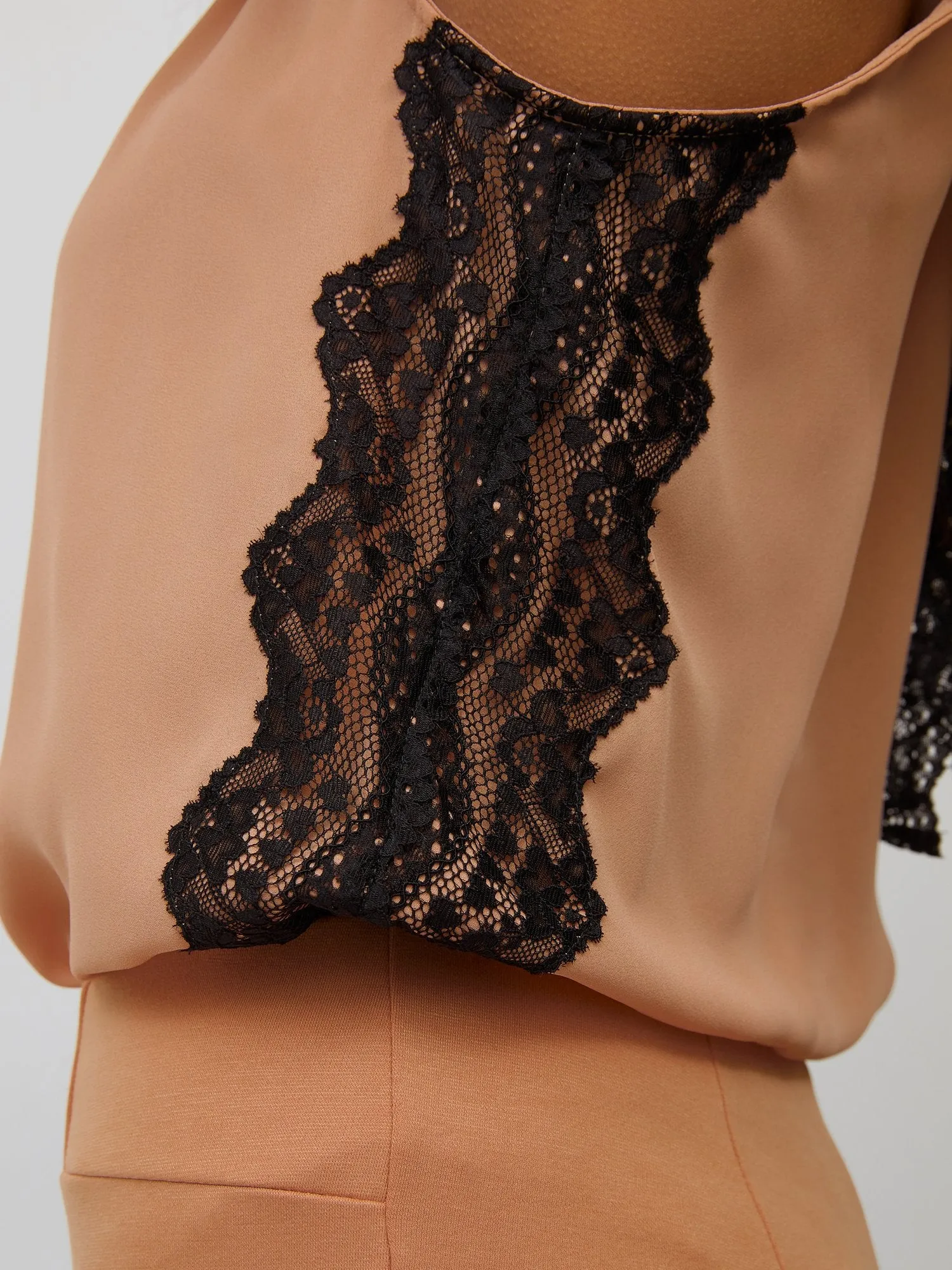 Lace-Trim Halterneck Blouse