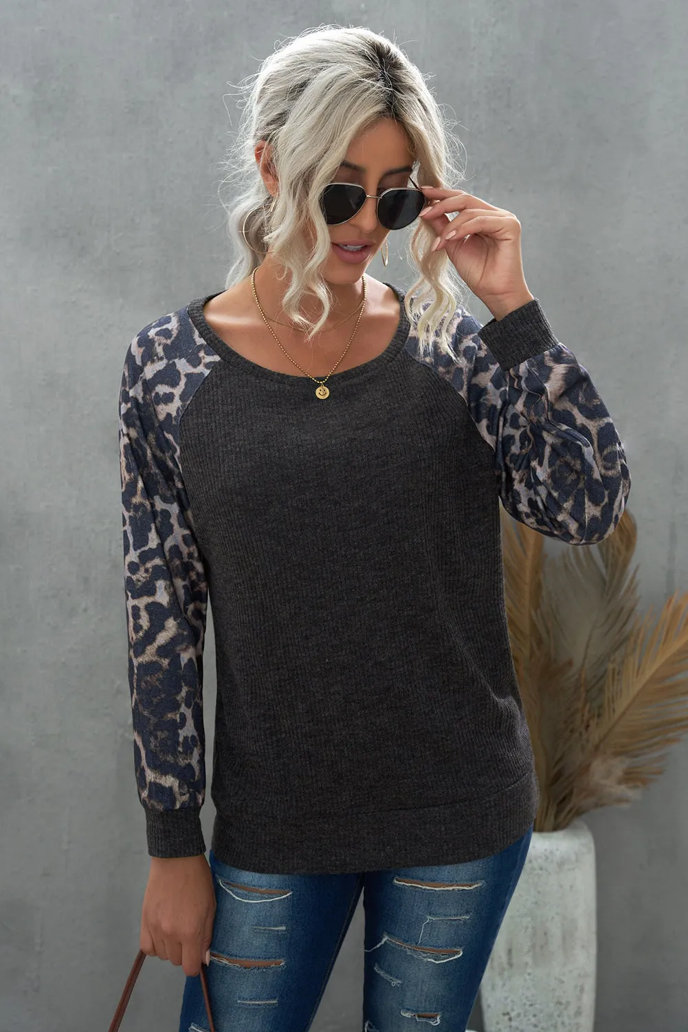 Leopard Raglan Sleeve Tee