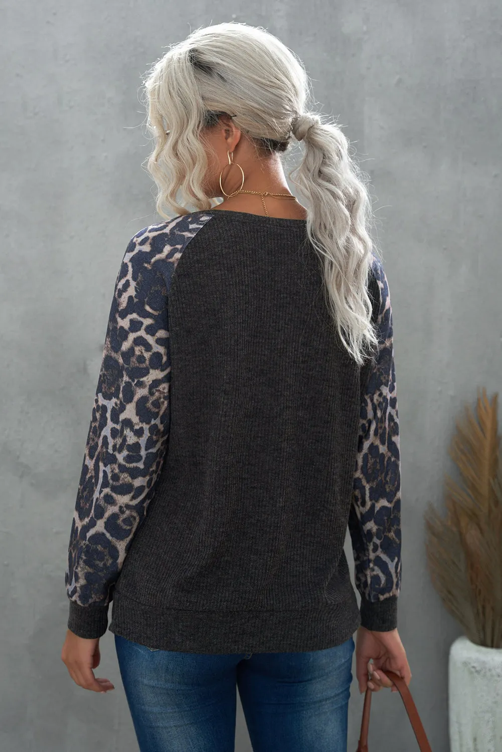 Leopard Raglan Sleeve Tee