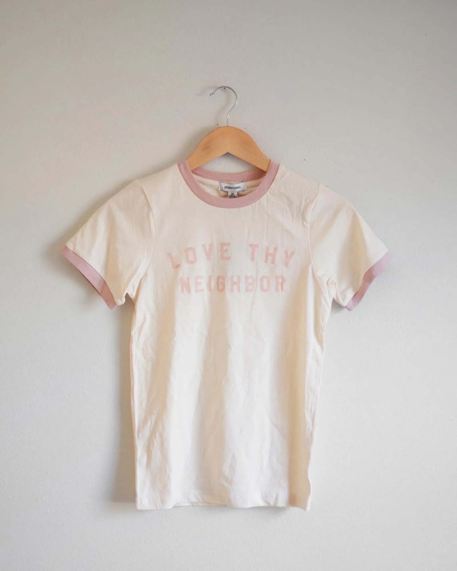 Love Thy Neighbor Retro Ringer T-Shirt | Ivory