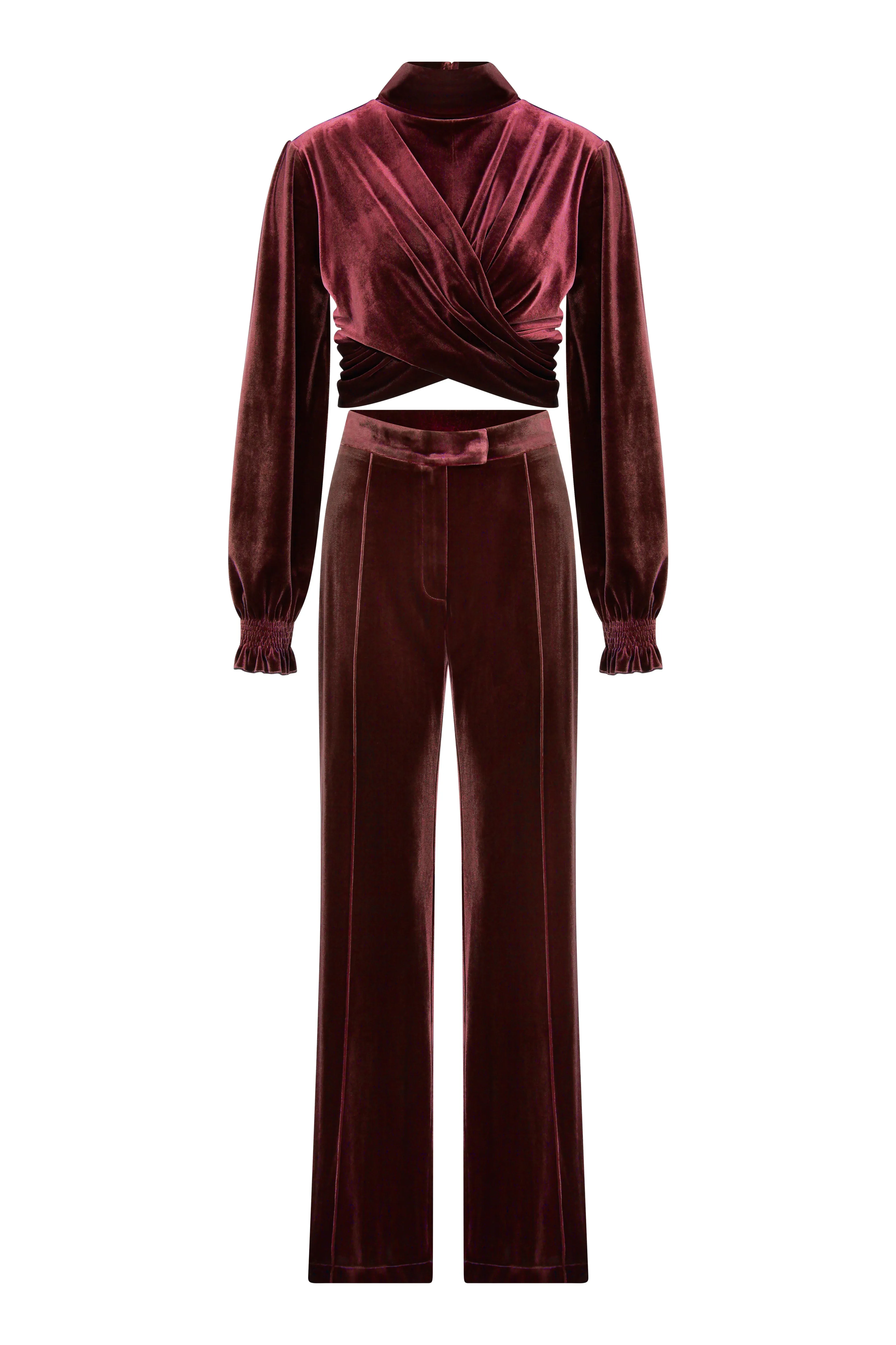 Melani Velvet Trousers in Burgundy