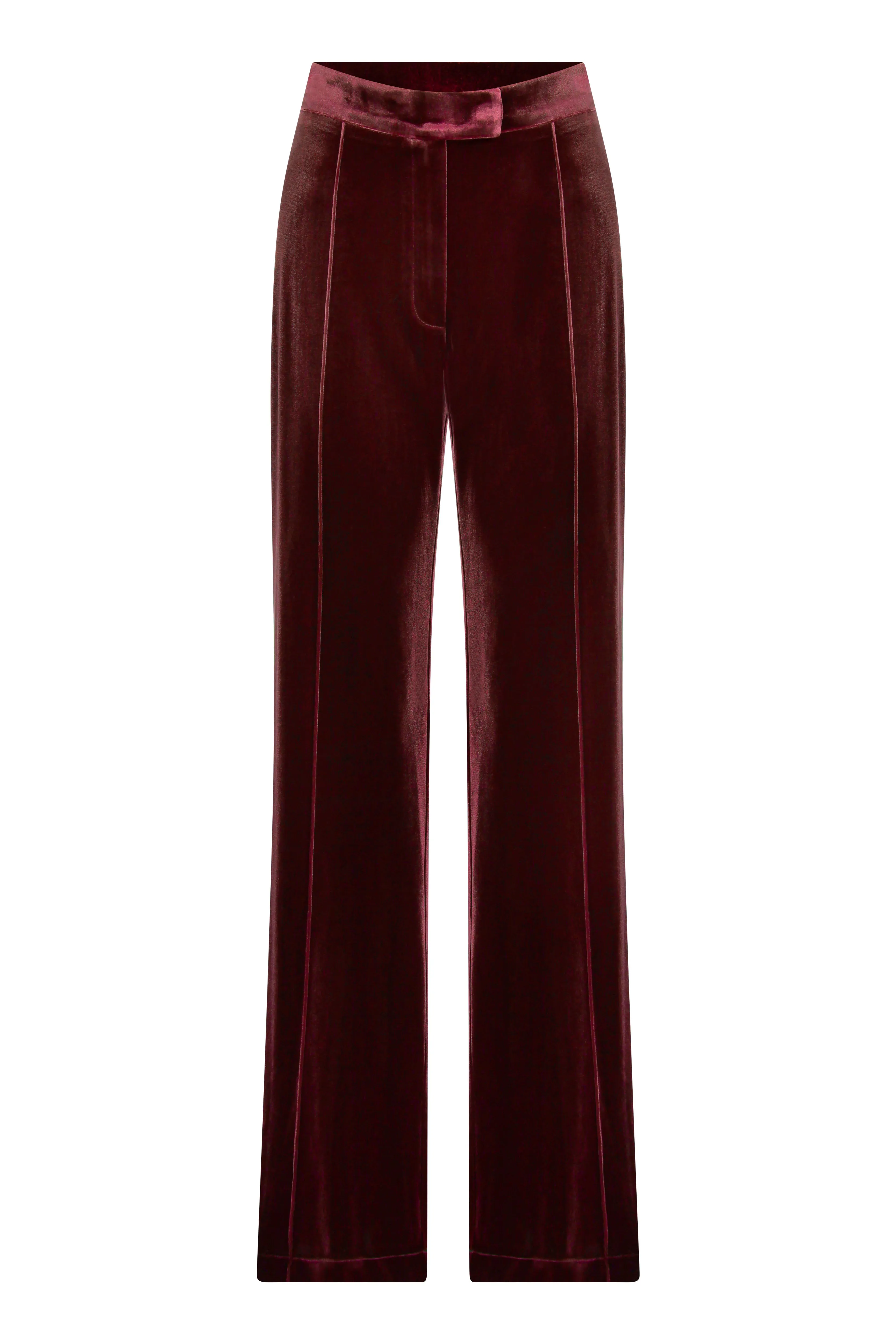 Melani Velvet Trousers in Burgundy