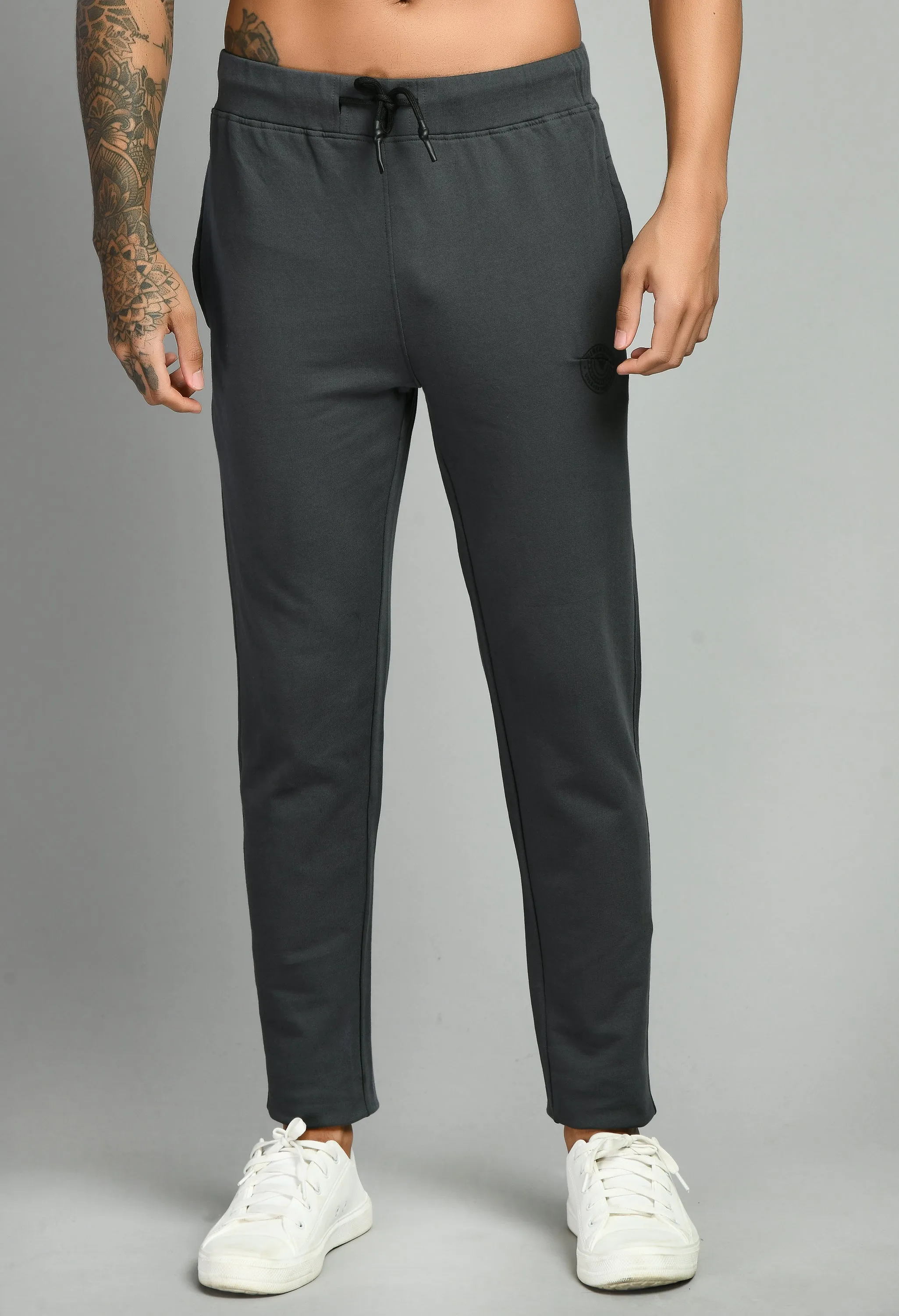 Men's Dark Grey Plain Casual Trouser by Squirehood