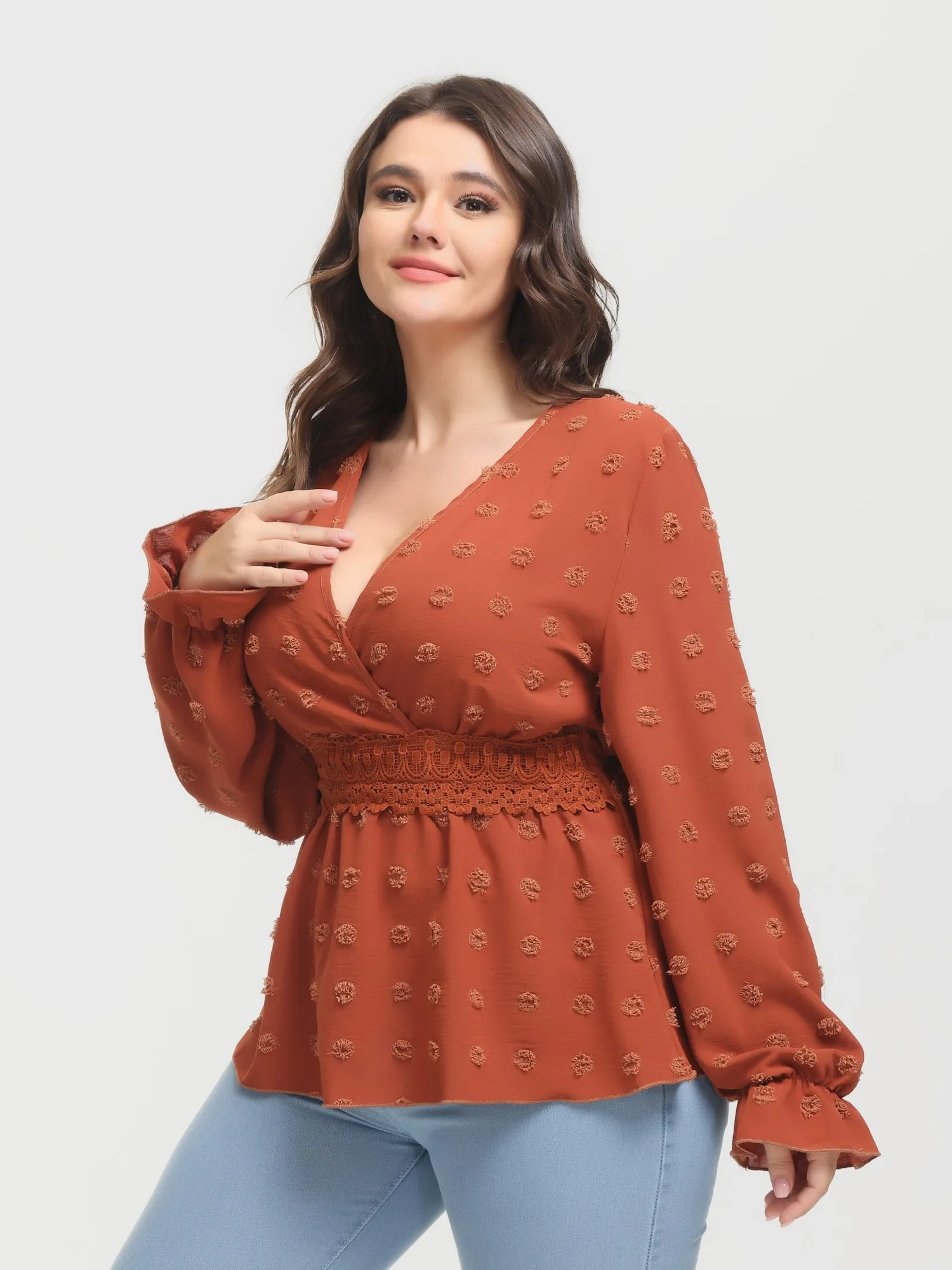 Midsize Boho V-Neck Flared Long Sleeve Blouse