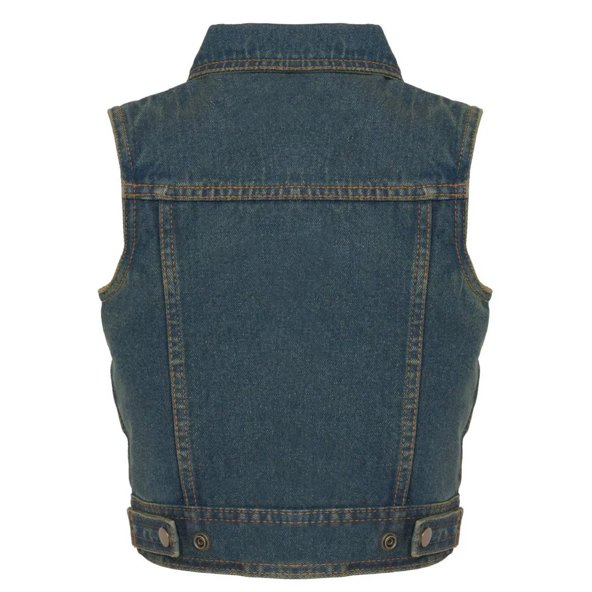 Milwaukee Leather MDK3910 Blue Unisex-Child Kids Denim Snap Front Vest with Shirt Style Collar