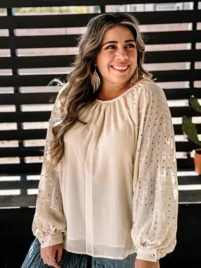 Moonlit Dunes Boho Flowy Blouse, Taupe