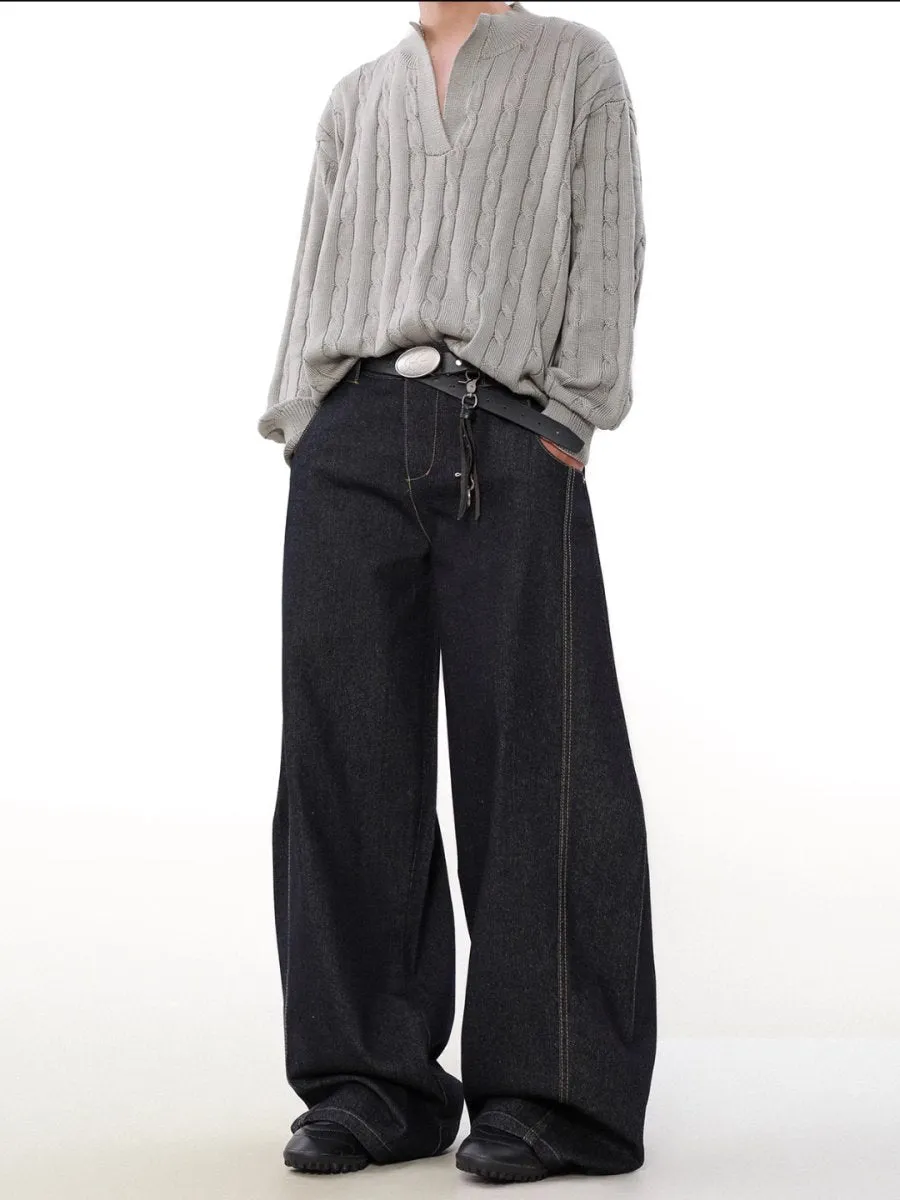 【MRNEARLY】wide-legged loose jeans  na1750