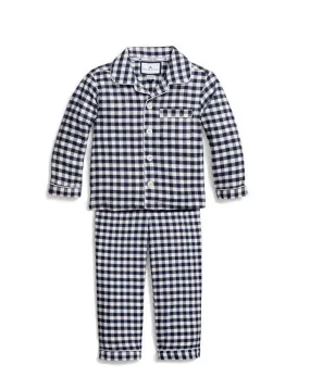 NAVY FLANNEL GINGHAM PAJAMA SET