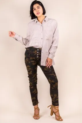 P.Cill Camo Print Skinny Pants - Olive