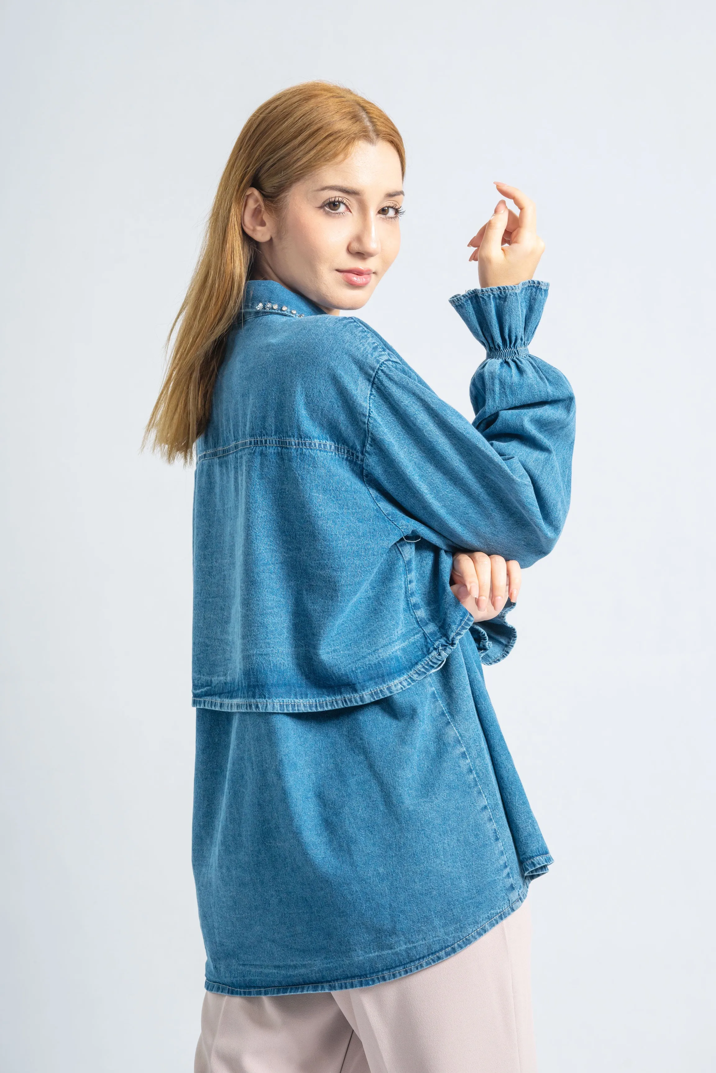 Pearl Flora Denim Blouse